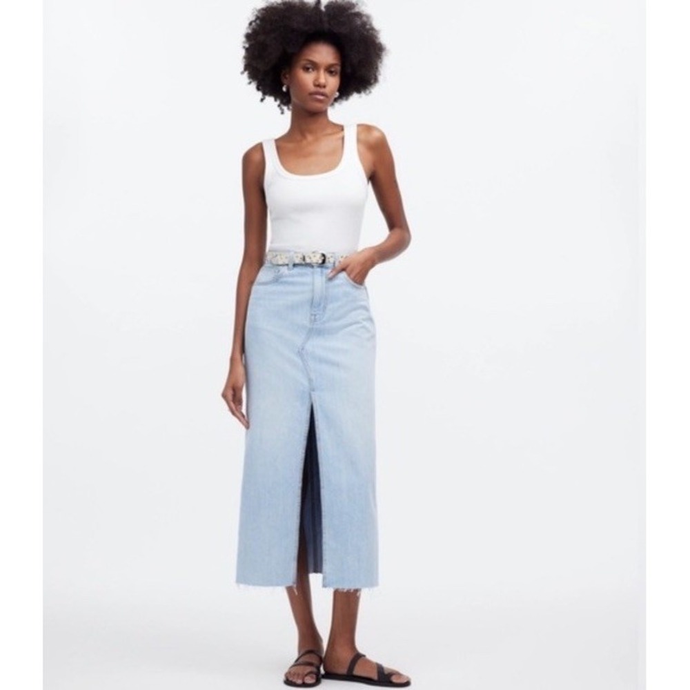 NEW Madewell The Rilee Denim Midi Skirt Size‎ 32